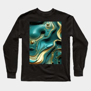 Funky Facade: Trompe-l’oeil Green Turquoise and Gold Long Sleeve T-Shirt